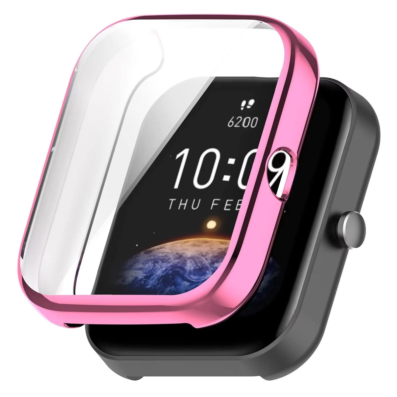 DL3 Mobilak Case Compatible with Amazfit Bip3 Pro/Amazfit Bip 3 Case All-Around Screen Protector Watch Soft TPU Shockproof Cover Slim Guard Thin Bumper Shell Protector - Pink