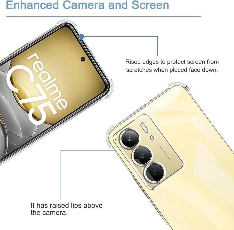 DL3 Mobilak Case Compatible with realme C75, Cover Silicone TPU Gorilla Anti-shock Protector Camera Shockproof Corners - Clear
