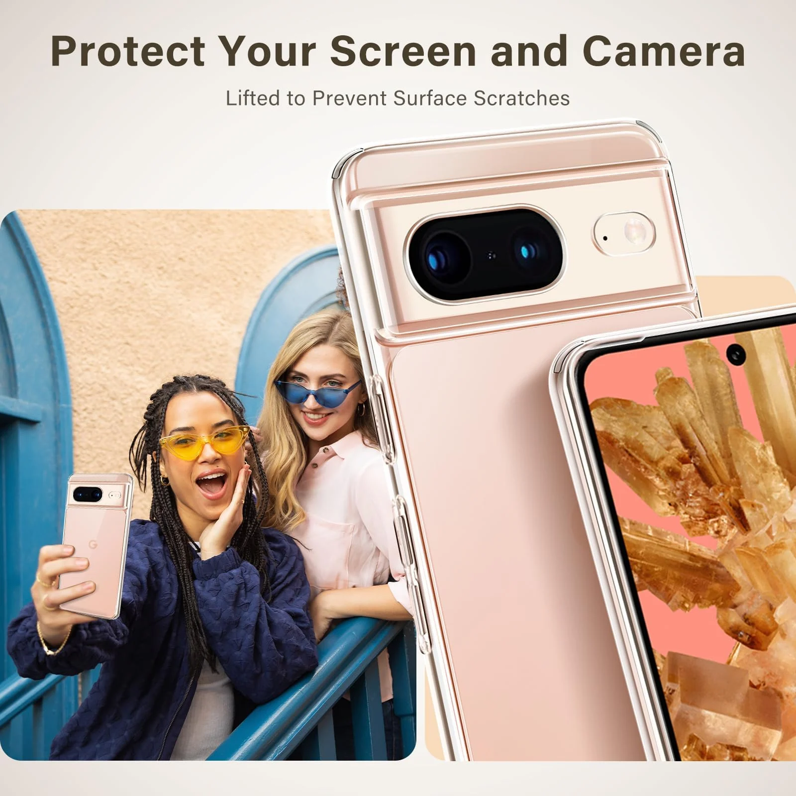 DL3 Mobilak Case Compatible with Google Pixel 8 Case Crystal Soft TPU Gel Case Flexible Silicone Anti-Scratch Camera Protection TPU Cover - Clear