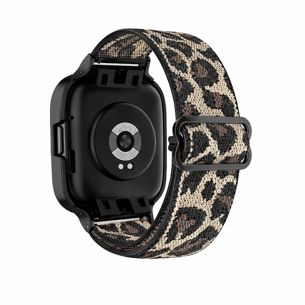 DL3 Mobilak Nylon Strap For Xiaomi Redmi Watch 3 Active/Redmi Watch 3 Lite, Soft Elastic Nylon Straps, Adjustable Stretchy Sports Replacement Bracelets Wristbands for Women Men - Leopard
