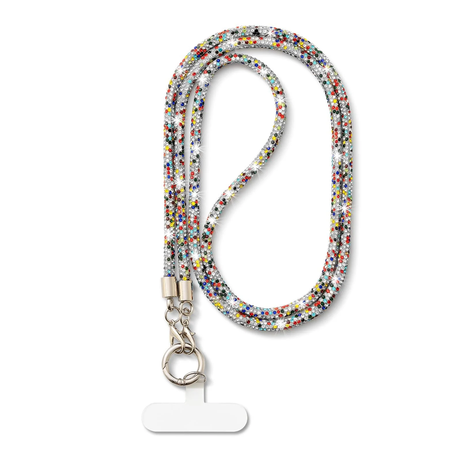 DL3 Mobilak Phone Crossbody Lanyard, Crystal Phone Lanyard with Full Rhinestone Bling Glitter, Bling Phone Strap for Most Phone, iPad, Handbag, Wallet, Phone Neck Holder for Women - Colourful-1