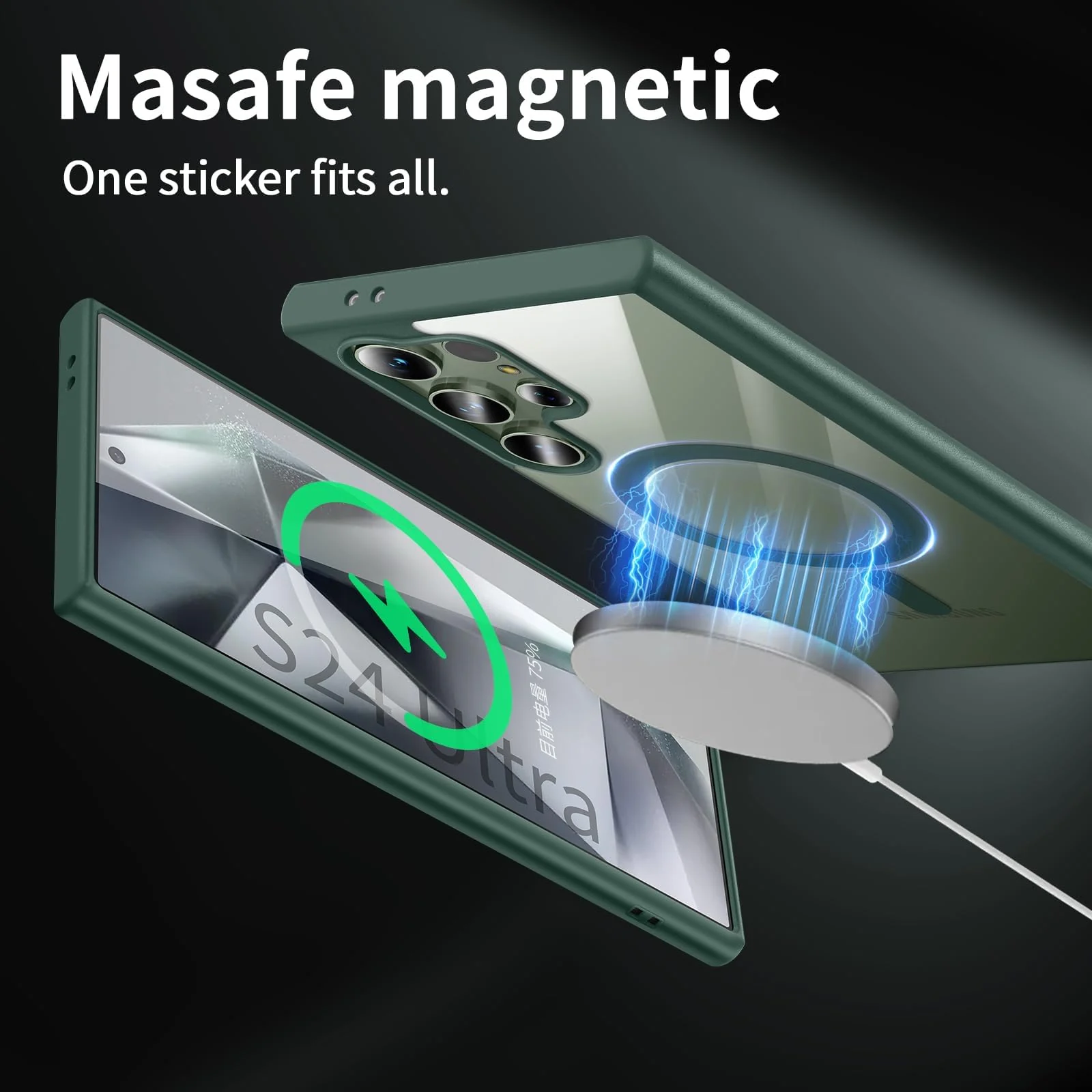 DL3 Mobilak MagSafe-Compatible Clear Magnetic Case for Samsung Galaxy S23 Ultra - Green