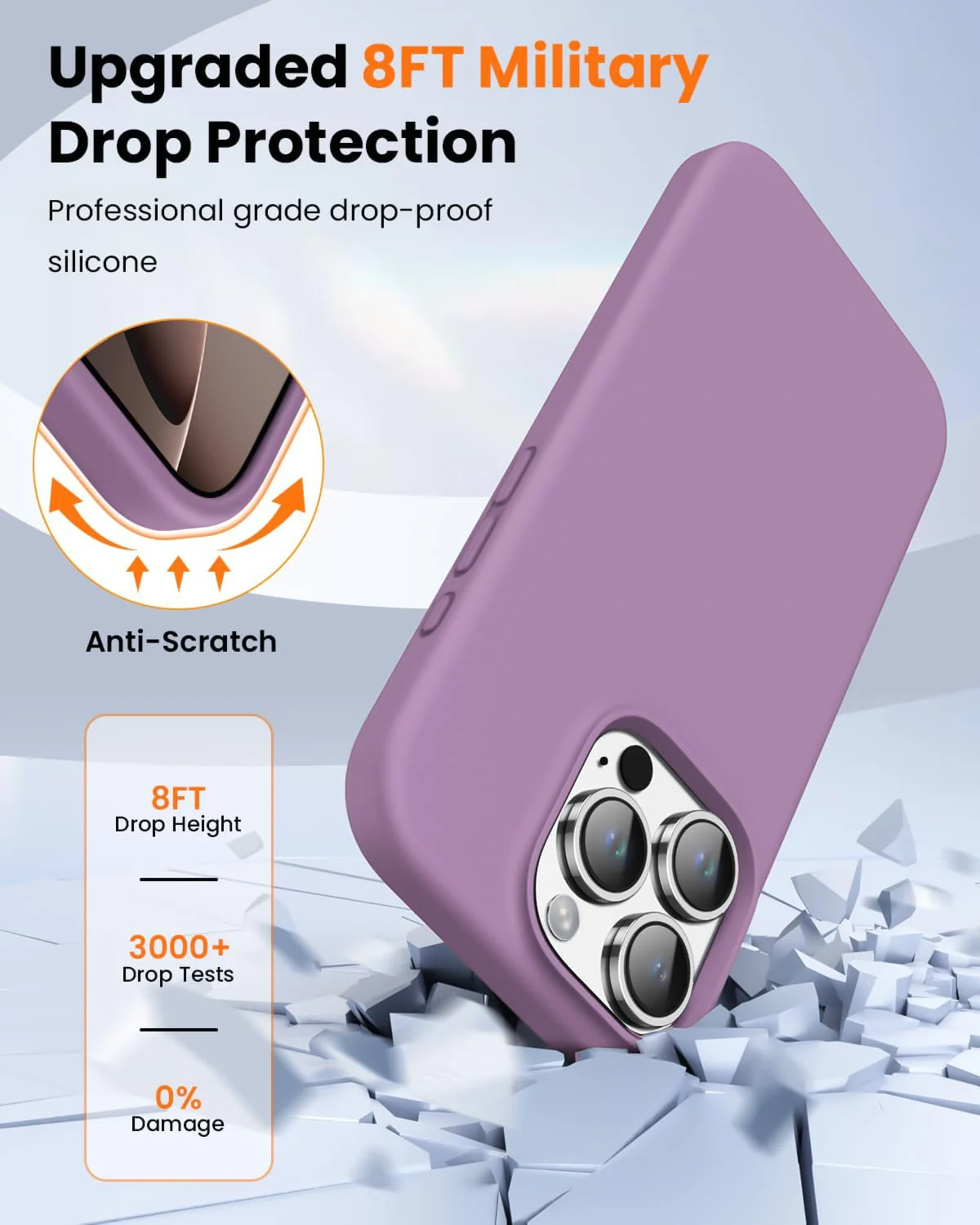 DL3 Mobilak Liquid Silicone Protective Case with Soft Microfiber Lining for iPhone 16 Pro - Lilac Purple