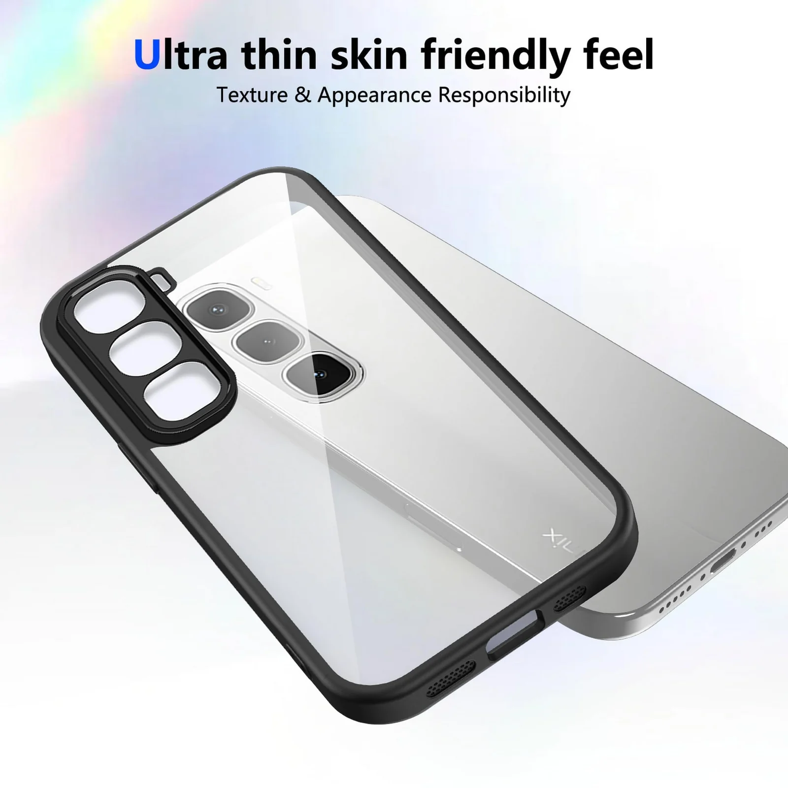 DL3 Mobilak Clear PC and TPU Protective Case for Infinix Hot 60 Pro with Camera Protection and Military-Grade Protection - Black