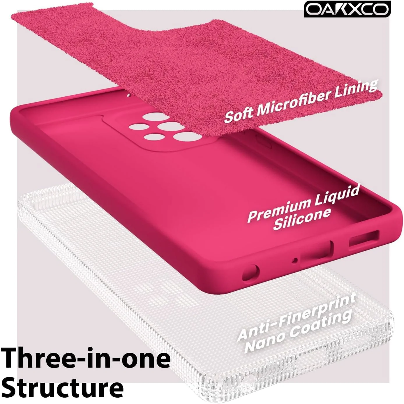 DL3 Mobilak Soft Silicone Protective Case for Samsung Galaxy A72 with Microfiber Lining and Shockproof Design - Hot Pink