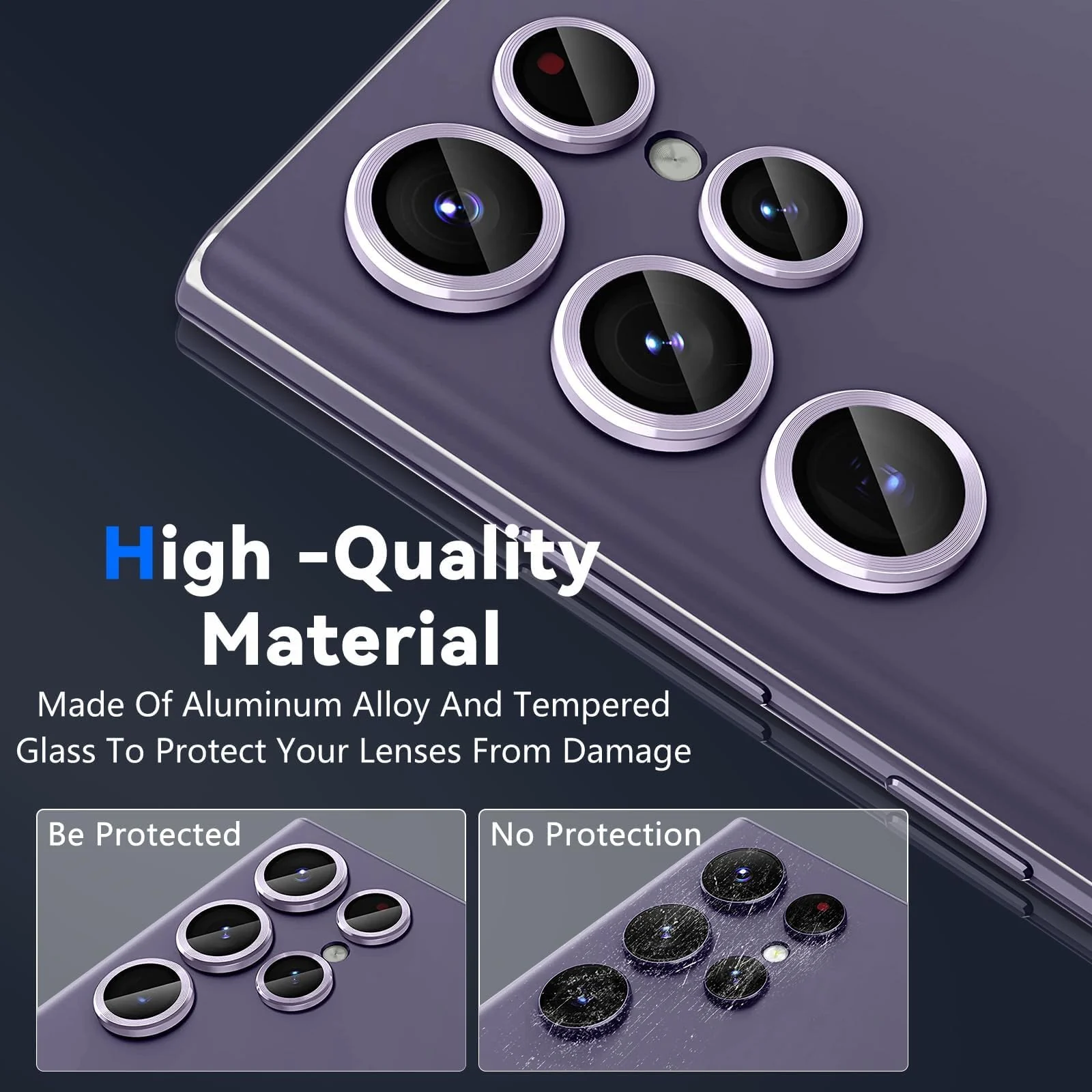 DL3 Mobilak for Samsung Galaxy S25 Ultra Camera Lens Protector, Individual Lens Protectors, Scratch-Resistant Ultra-Thin Tempered Glass with Aluminum Ring Cover, Galaxy S25 Ultra Case Friendly - Purple