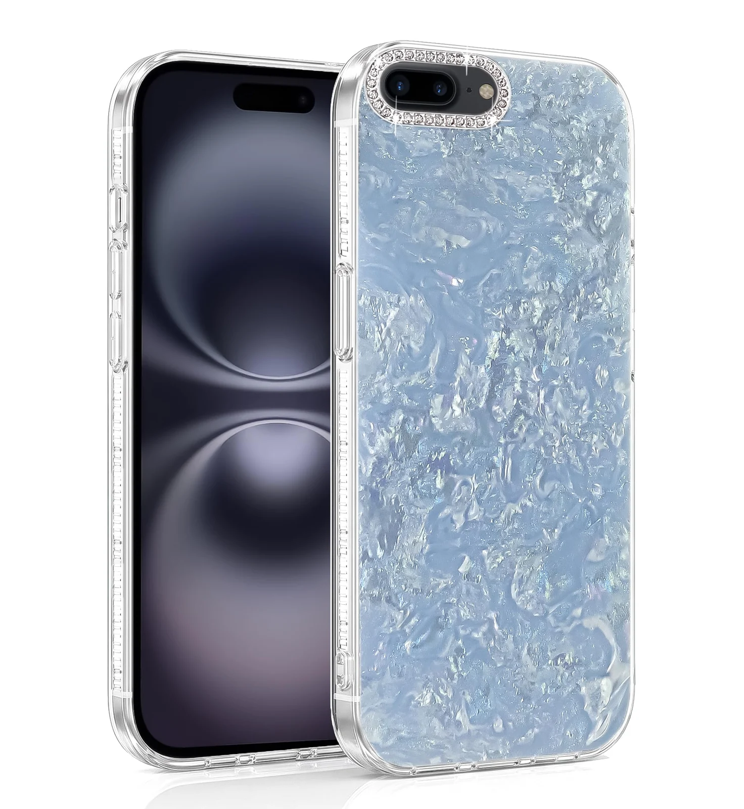 DL3 Mobilak Glitter Rhinestone Protective Case for iPhone 7 Plus / iPhone 8 Plus with Shockproof Design - Sky Blue