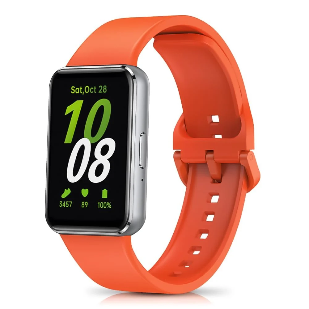 DL3 Mobilak Compatible with Samsung Galaxy Fit 3 Band, Adjustable Length Wristband Bracelet Soft Silicone Accessory Replacement Strap for Samsung Galaxy Fit 3 for Women Men - Orange