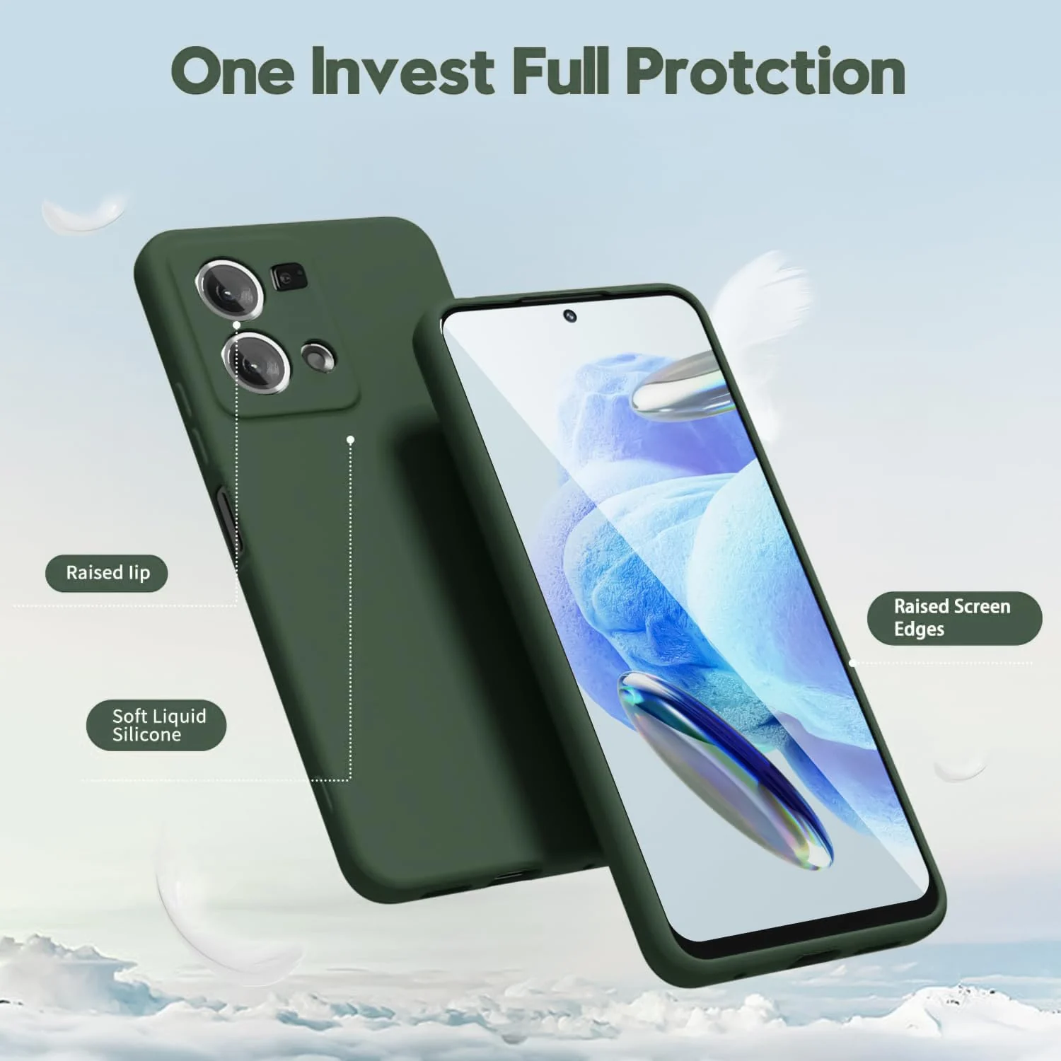 DL3 Mobilak Liquid Silicone Protective Case with Soft Microfiber Lining with Full Camera Protection for OPPO Reno 8 4G / Reno 7 4G / F21 Pro 4G / F21S Pro 4G - Green
