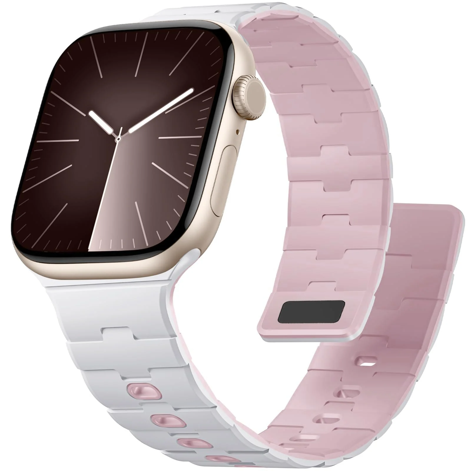 DL3 MOBILAK Adjustable Silicone Sports Watch Strap for 49MM - White/Pink