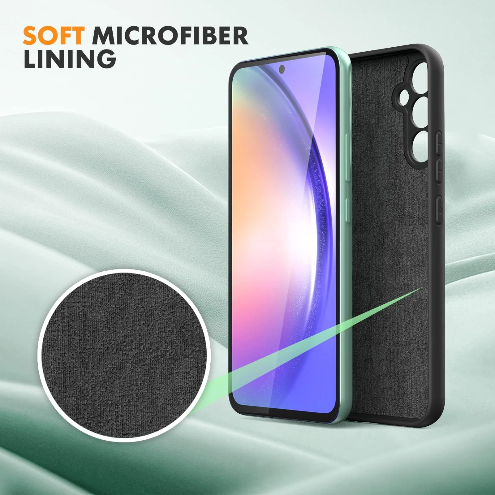 DL3 Mobilak Soft Silicone Protective Case for Samsung Galaxy A54 5G with Microfiber Lining and Shockproof Design - Black
