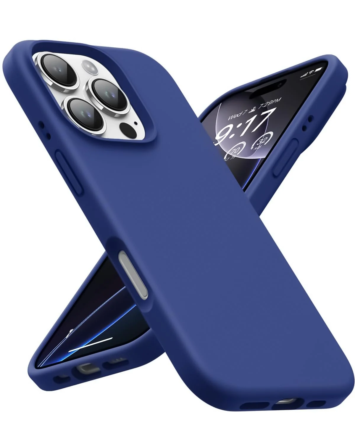 DL3 Mobilak Liquid Silicone Protective Case with Soft Microfiber Lining for iPhone 16 Pro Max - Blue