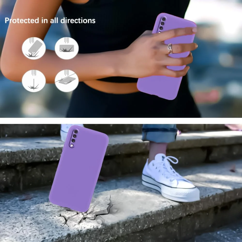 DL3 Mobilak Soft Silicone Protective Case for Samsung Galaxy A70 / A70s with Microfiber Lining and Shockproof Design - Light Purple