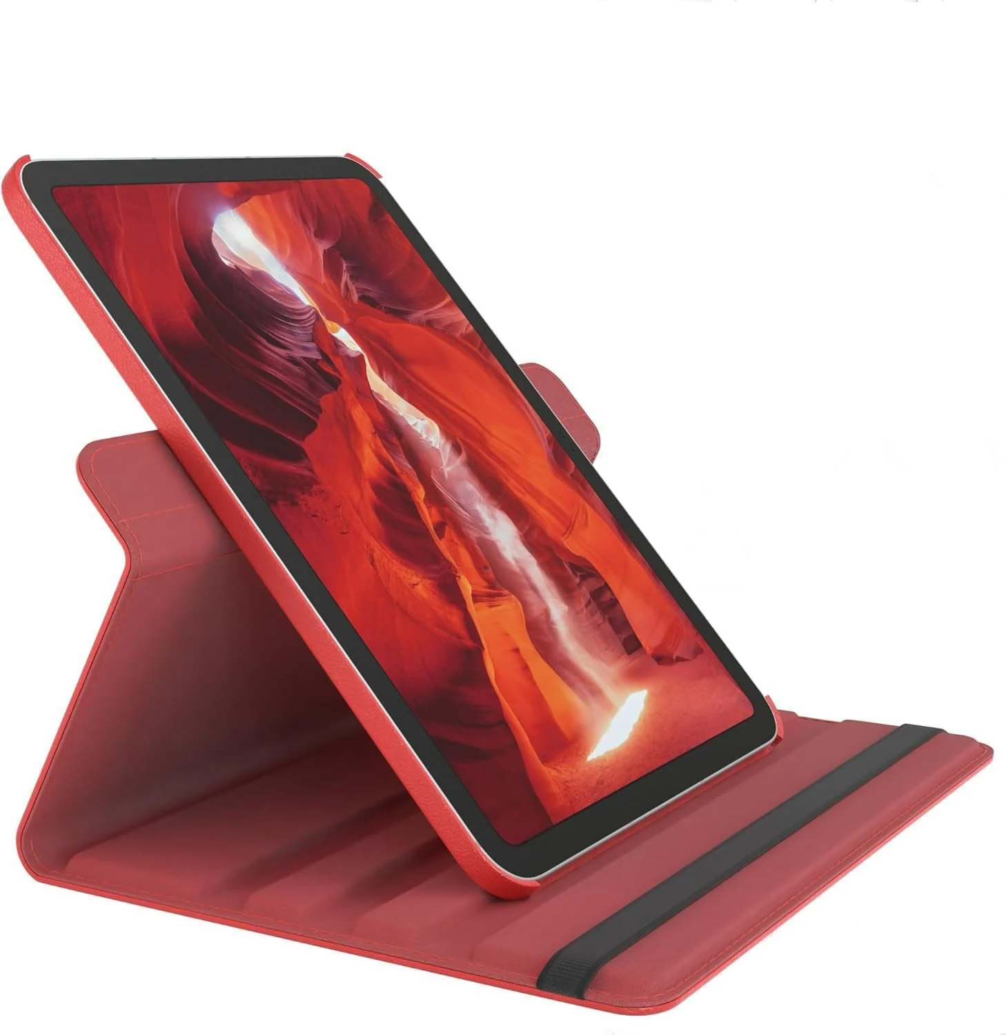 DL3 Mobilak Protective Cover for iPad (A16) 11th/10th Generation (2025/2022), 360° Rotatable Smart Stand, Leather Folio Flip Cover with Multi-Angle Viewing, Auto Wake Sleep - Red
