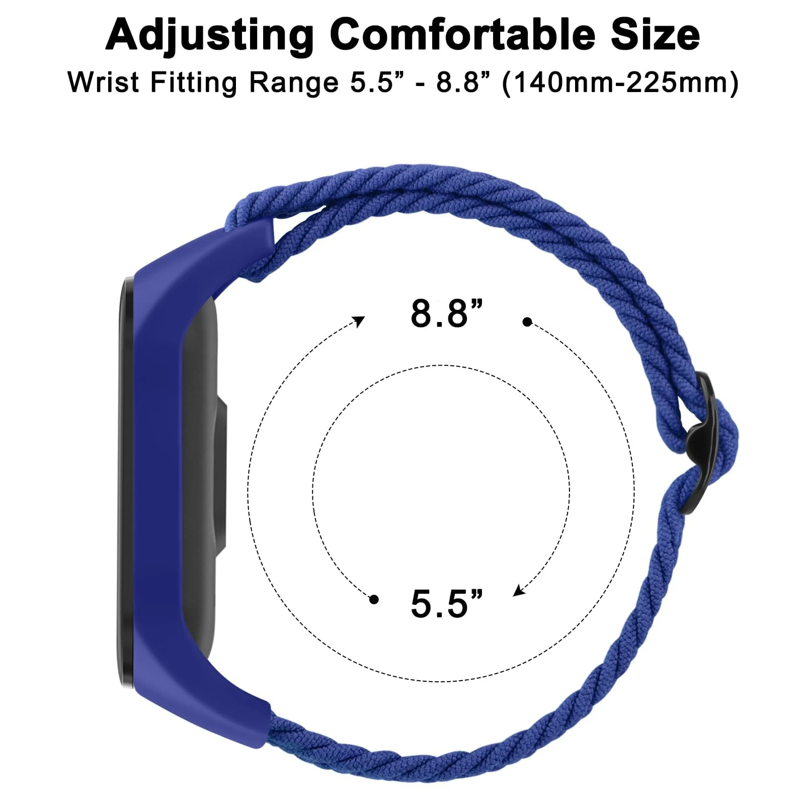 DL3 Mobilak Nylon Wristband Compatible for Xiaomi Mi Band 7/Mi Band 6/Mi Band 5/Mi Band 4/Mi Band 3, Adjustable Braided Elastic Solo Loop for Mi Band 7 6 5 4 3, Sport Strap Smart Watch Accessories - Blue