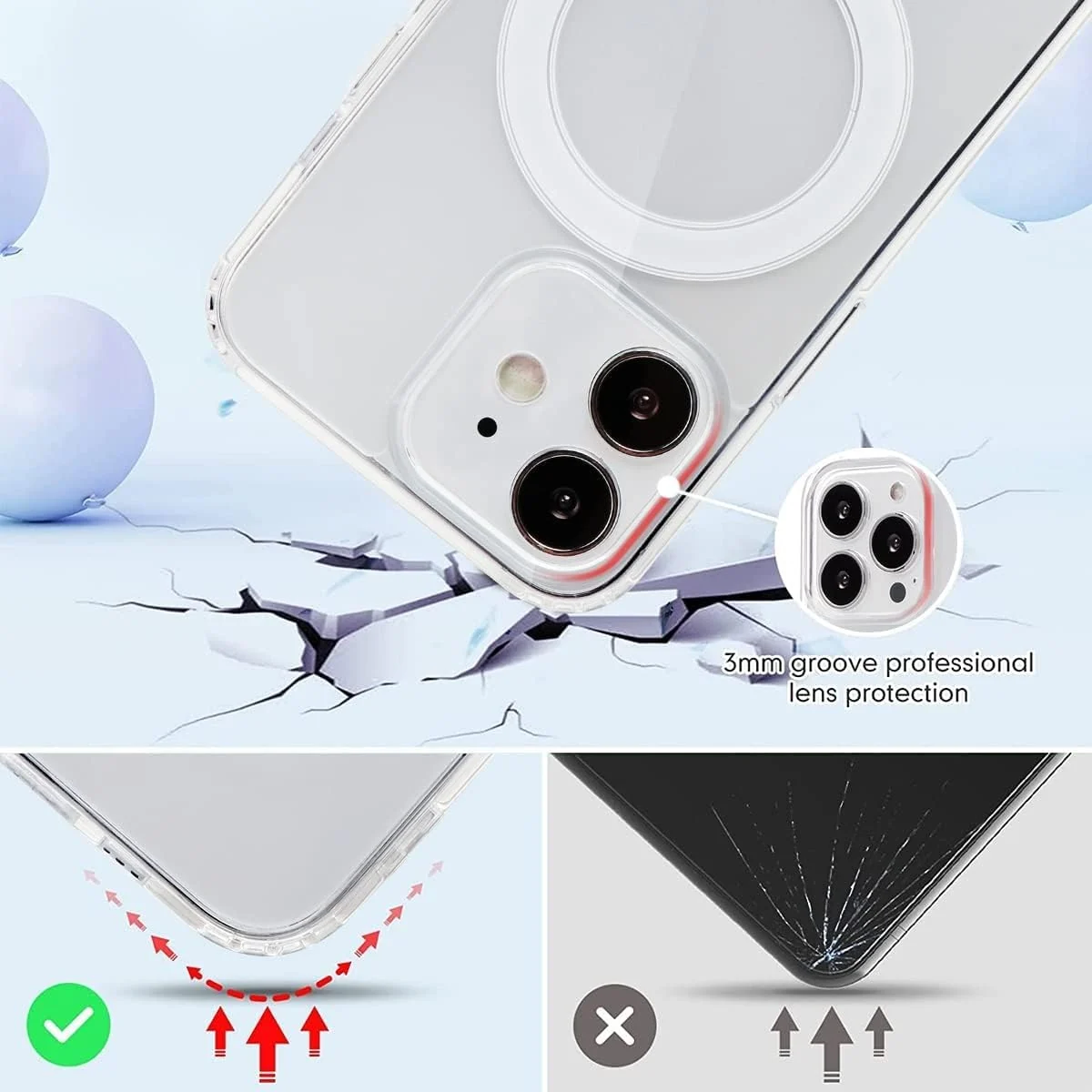 DL3 Mobilak for iPhone 11 (6.1 Inch) Case [Compatible with MagSafe] [Strong Magnet] [Non-Yellowing] Magnetic Slim Thin Bumper Phone Cover, Lightweight, and Durable - Clear