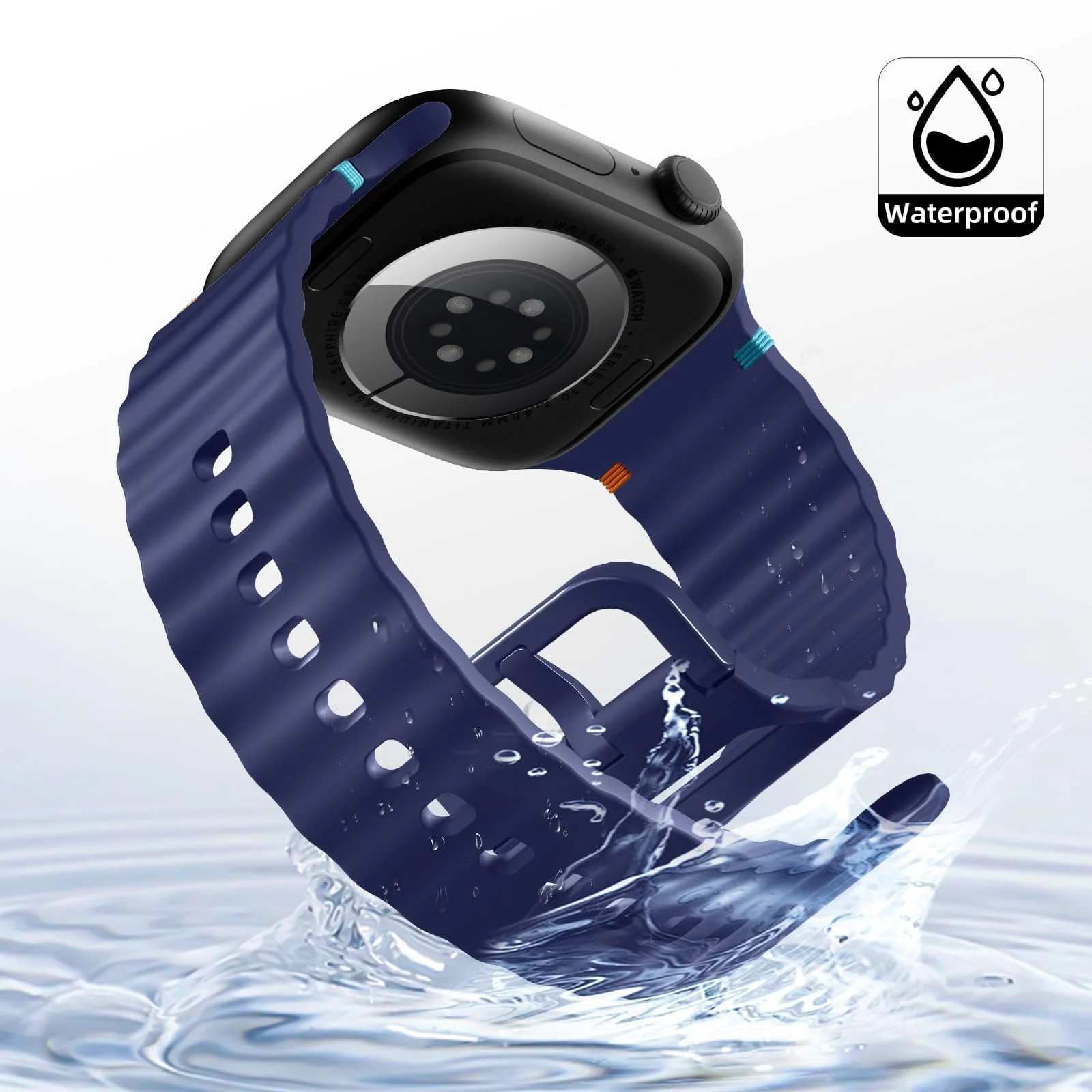 DL3 Mobilak Sport Strap for Apple Watch 49mm (Ultra 3/2/1) 46mm 45mm 44mm 42mm for Women Men, Soft Silicone Replacement Strap for iWatch Series 11/10/9/8/7/6/5/4/3/2/1/SE 3 2 1 - Midnight Blue