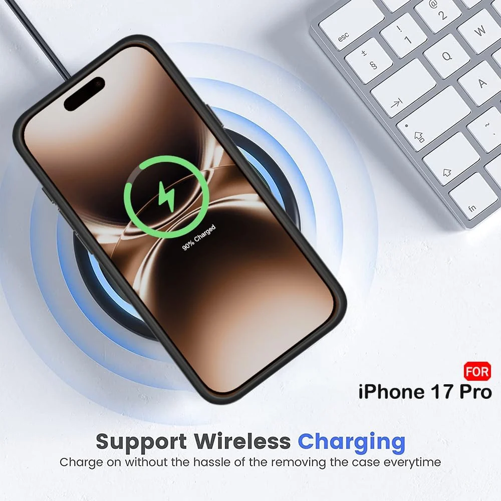 DL3 Mobilak Magnetic Case for iPhone 17 Pro 6.3-Inch Compatible with MagSafe, Shockproof Phone Bumper Cover, Solid Color Matte TPU Frame, Anti-Scratch Clear Back - Black