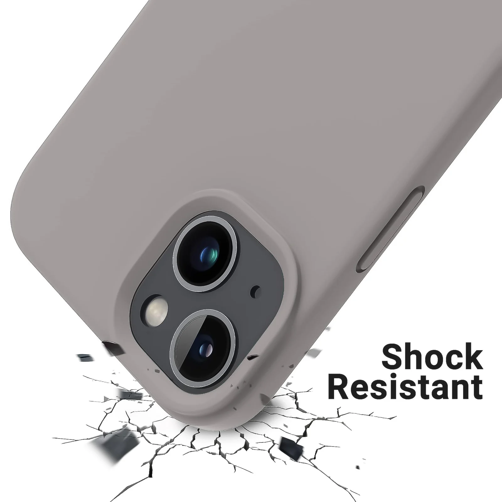 DL3 Mobilak Liquid Silicone Protective Case for iPhone 13 / iPhone 14 with Camera Protection and Microfiber Lining - B Stone