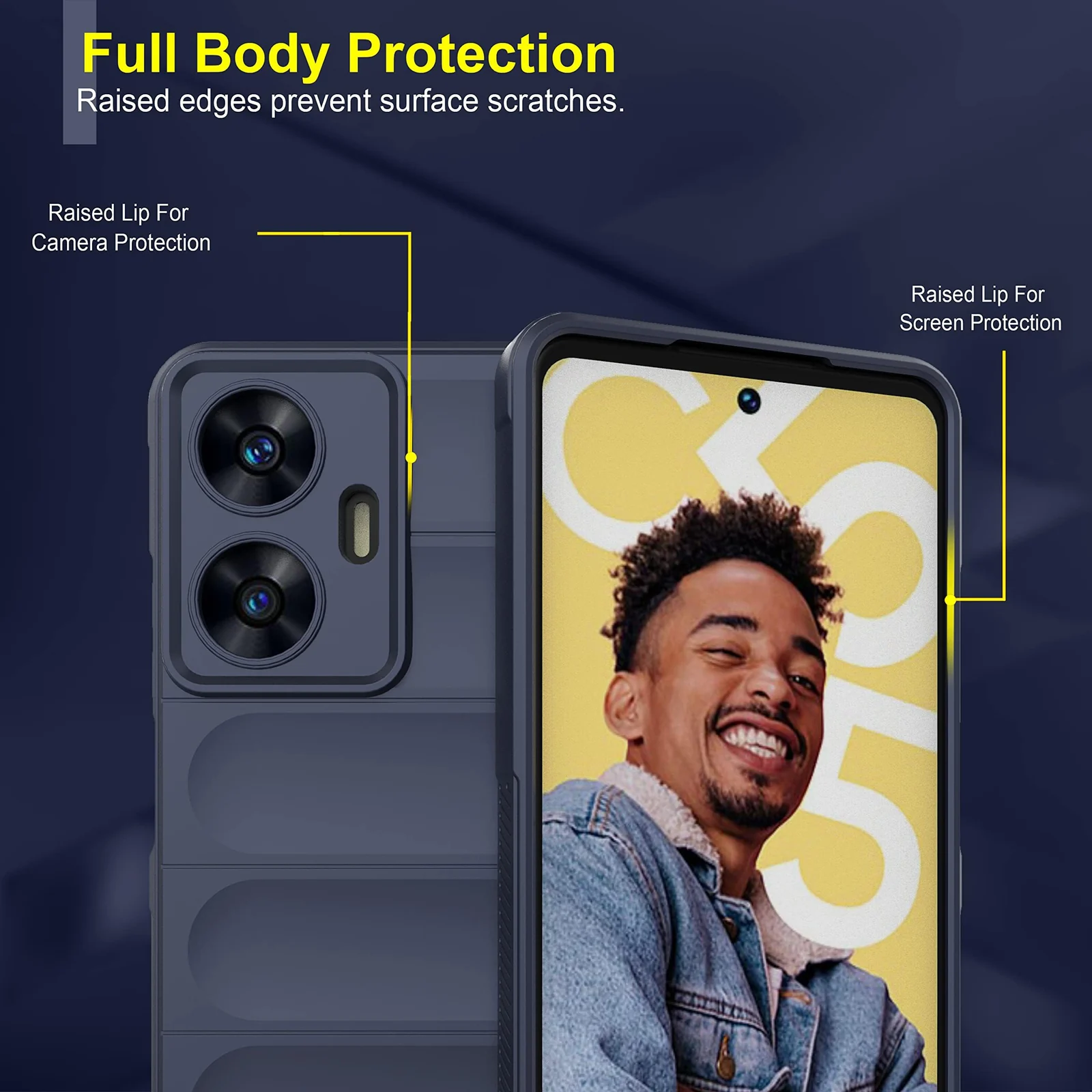 DL3 Mobilak Flexible Silicone and TPU Protective Case with Camera Protection for realme C55 / Narzo N55 - Blue