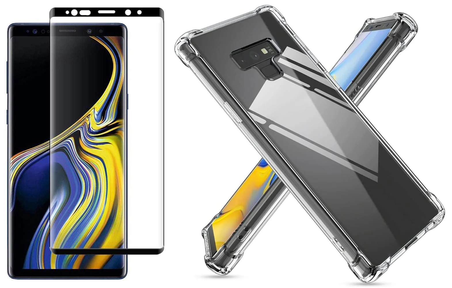 DL3 Mobilak Case Compatible with Samsung Galaxy Note9, Cover Silicone TPU Gorilla Anti-shock Protector Camera Shockproof Corners with 5D Screen Protector - Clear