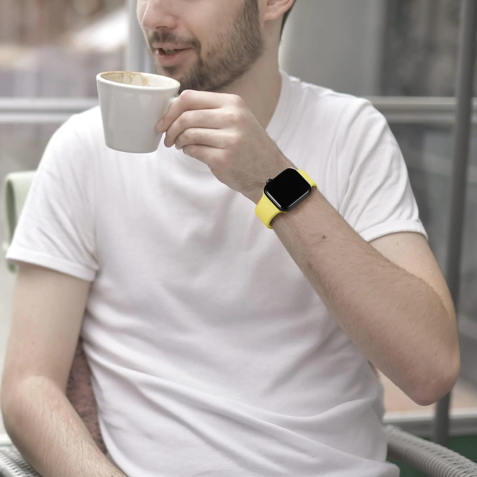 DL3 MOBILAK Strap Silicone Band For Apple Watch Ultra 49mm 45mm 44mm 42mm, Soft Silicone Wristbands Replacement Strap with Classic Clasp for iWatch Series SE 8 7 6 5 4 3 2 1 Ultra - Yellow