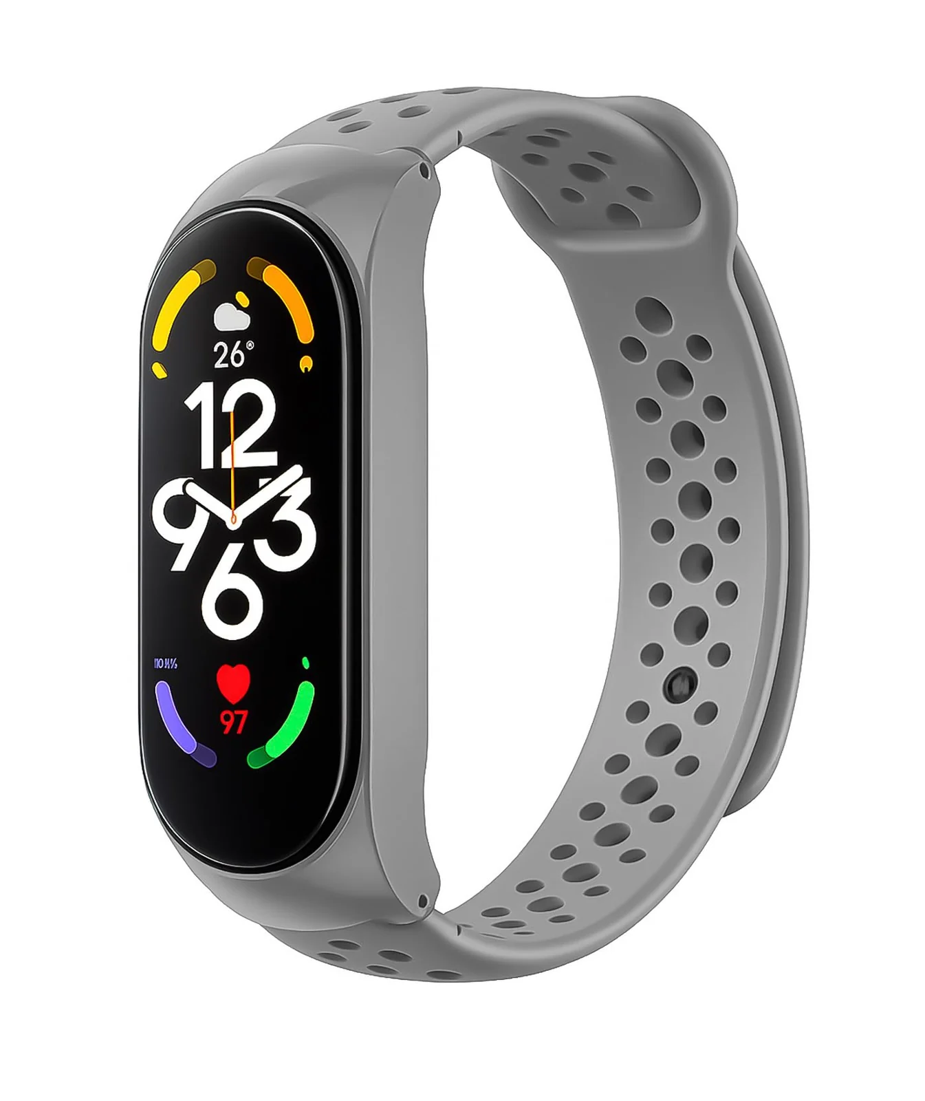 DL3 Mobilak Xiaomi Mi Band 10/9 / 8 Protective Sport Band with Case, Soft Silicone Strap with Built-in Cover, Breathable Vent Holes For For Xiaomi Smart Band 10/9/8 - Grey