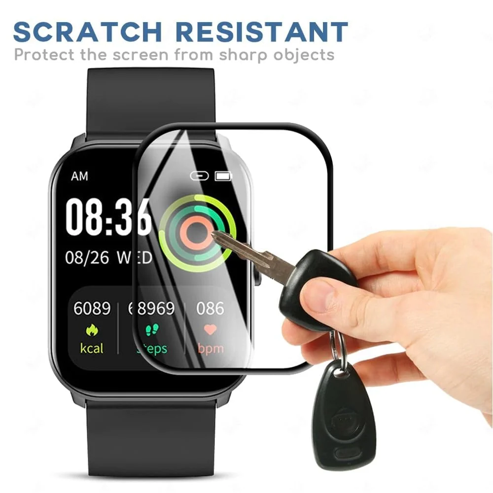 DL3 Mobilak Screen Protector For Smart Watch Imilab W02, 3D Curved Soft Edge Protective Film [Anti-Scratch] [Bubble Free] [Ultra Shatterproof] [High Sensitive] (Not Glass) - Black