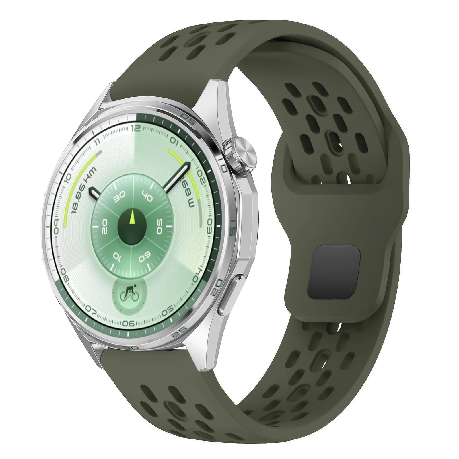 DL3 Mobilak 22mm Breathable Sport Band for Xiaomi Redmi Watch 5 Lite/5 Active/Samsung Galaxy Watch 3 45mm/Watch 46mm/Gear S3/Huawei watch GT6 GT5 GT4 GT3 GT2 (46MM)/GT2E/GT 3 Pro/GT 5 Pro, Soft Silicone Strap - Army Green