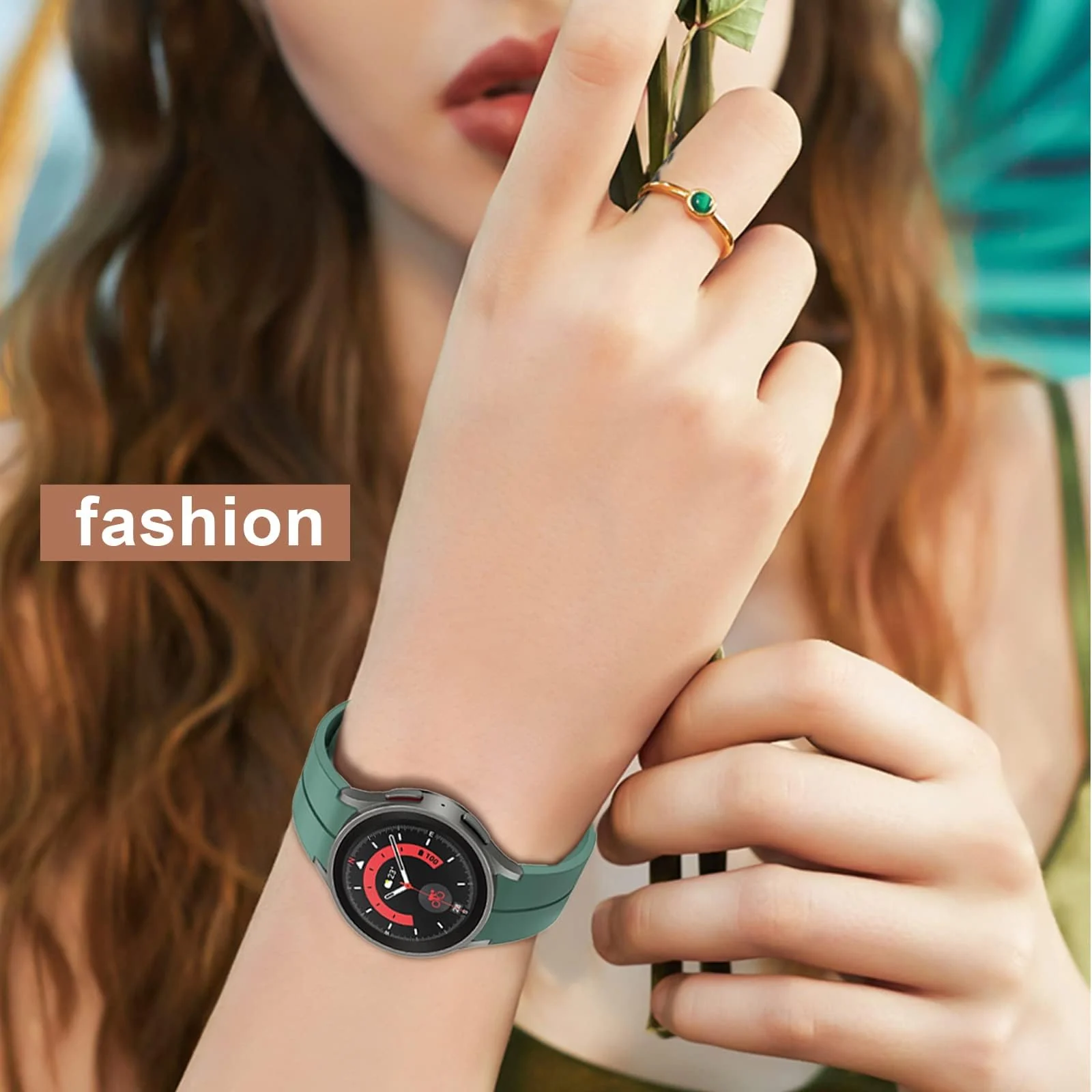 DL3 MOBILAK Magnetic for Samsung Galaxy Watch 6/5/4 Band 40mm 44mm/Galaxy Watch 6 Classic Bands 47mm 43mm/watch 4 Classic 46mm 42mm,Silicone Strap for Samsung Watch 5 Pro 45mm,No Gap Buckle - Pine Green