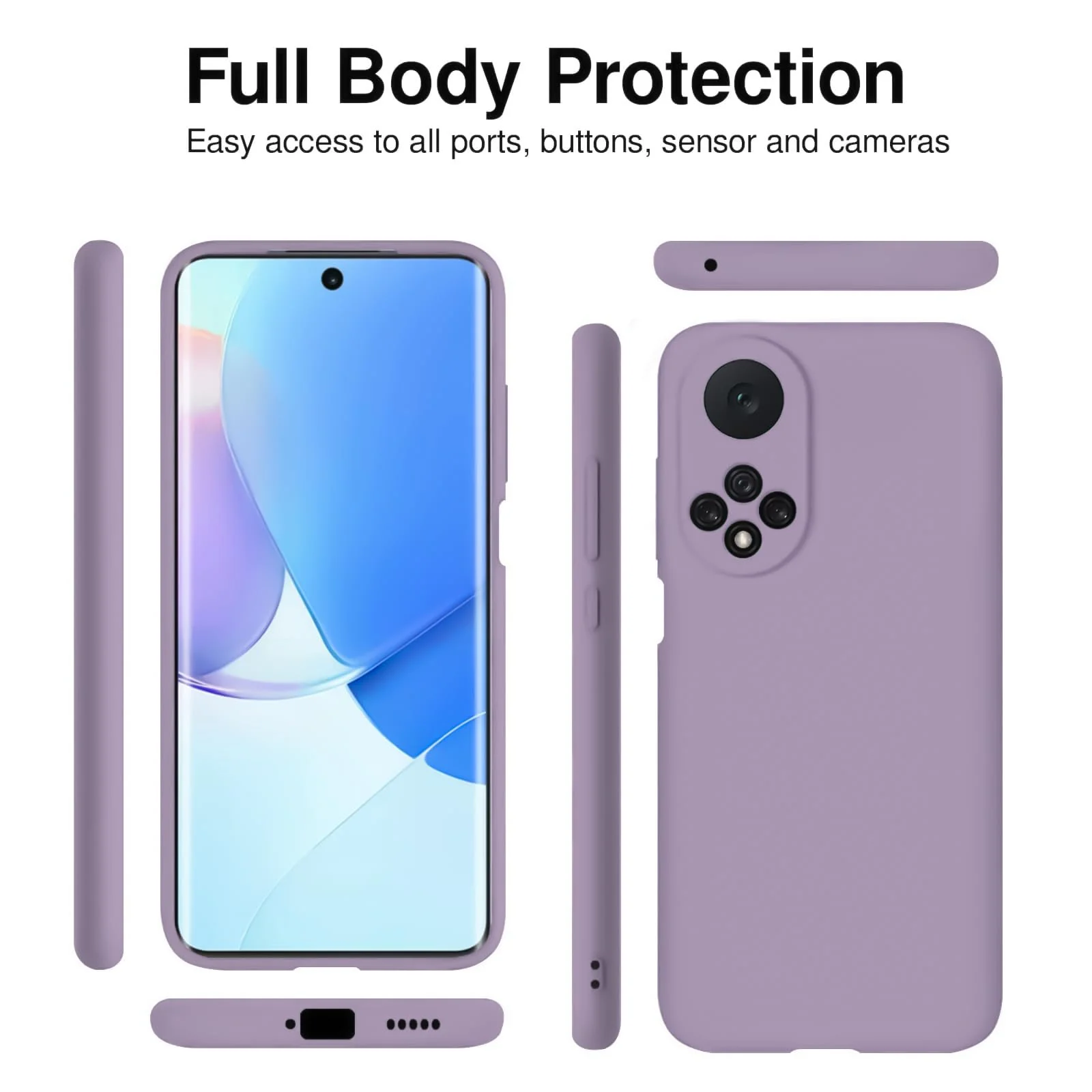 DL3 Mobilak Silicone Protective Case for Honor 50 / Huawei Nova 9, Shock-absorbing protection, Scratch-resistant surface, Soft microfiber lining - Lavender