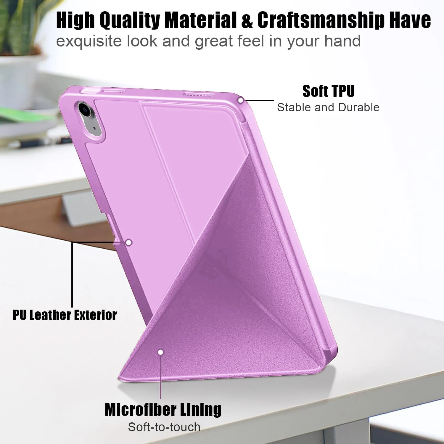 DL3 Mobilak For iPad Mini 6 case (8.3 inch, 2021), iPad Mini 6th Generation Case, Smart Stand, Pencil Holder, Shockproof Slim Lightweight Leather Cover, Modern Abstract Design - Pastel Violet