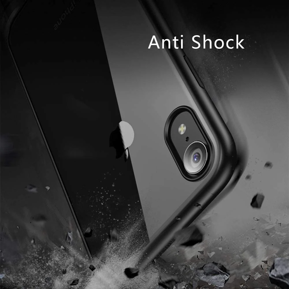 DL3 MOBILAK Case Compatible With iPhone XR, Clear Case Shockproof Hard PC +Soft Silicone [Not Yellowing] Transparent Protective Slim Case Phone - Black