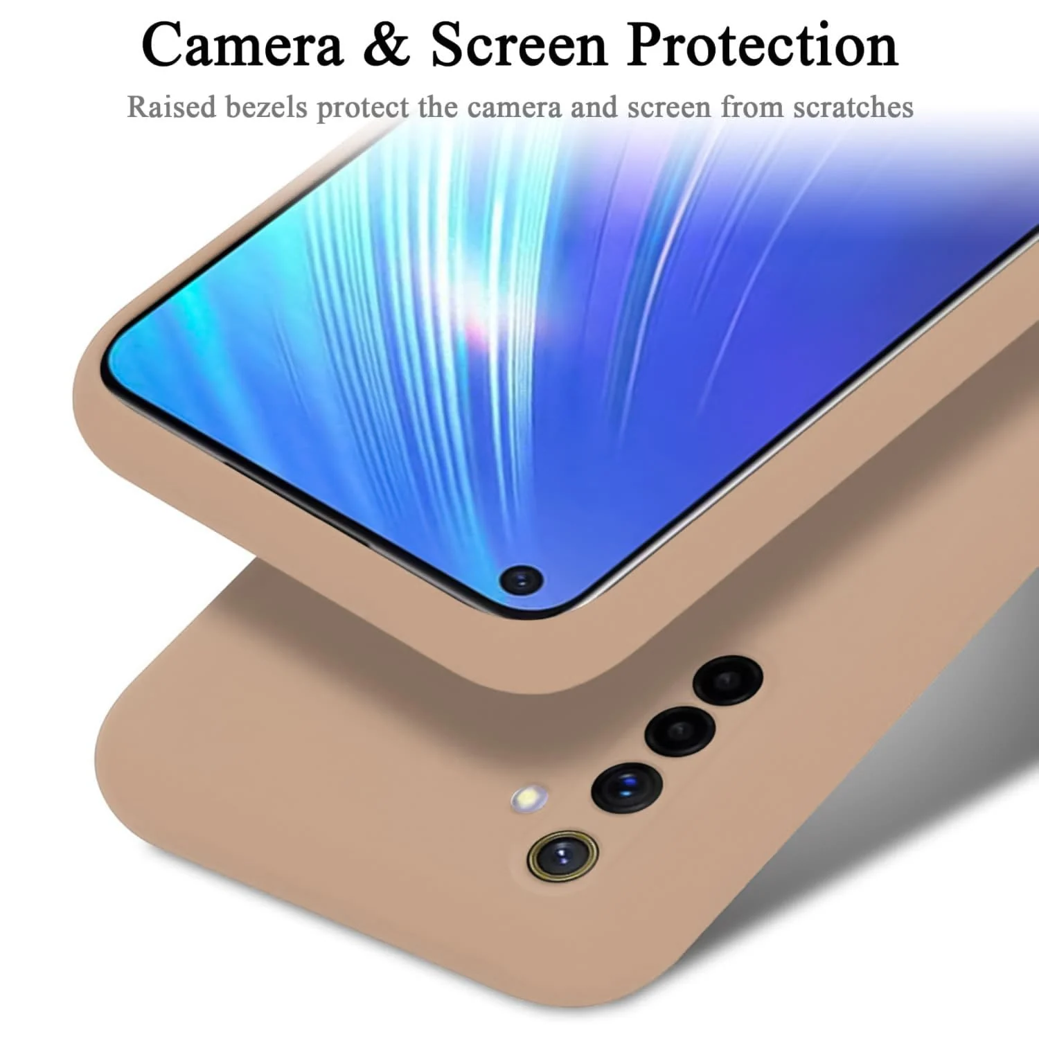DL3 Mobilak Liquid Silicone Protective Case with Soft Microfiber Lining with Full Camera Protection for realme 6 Pro - Light Orange