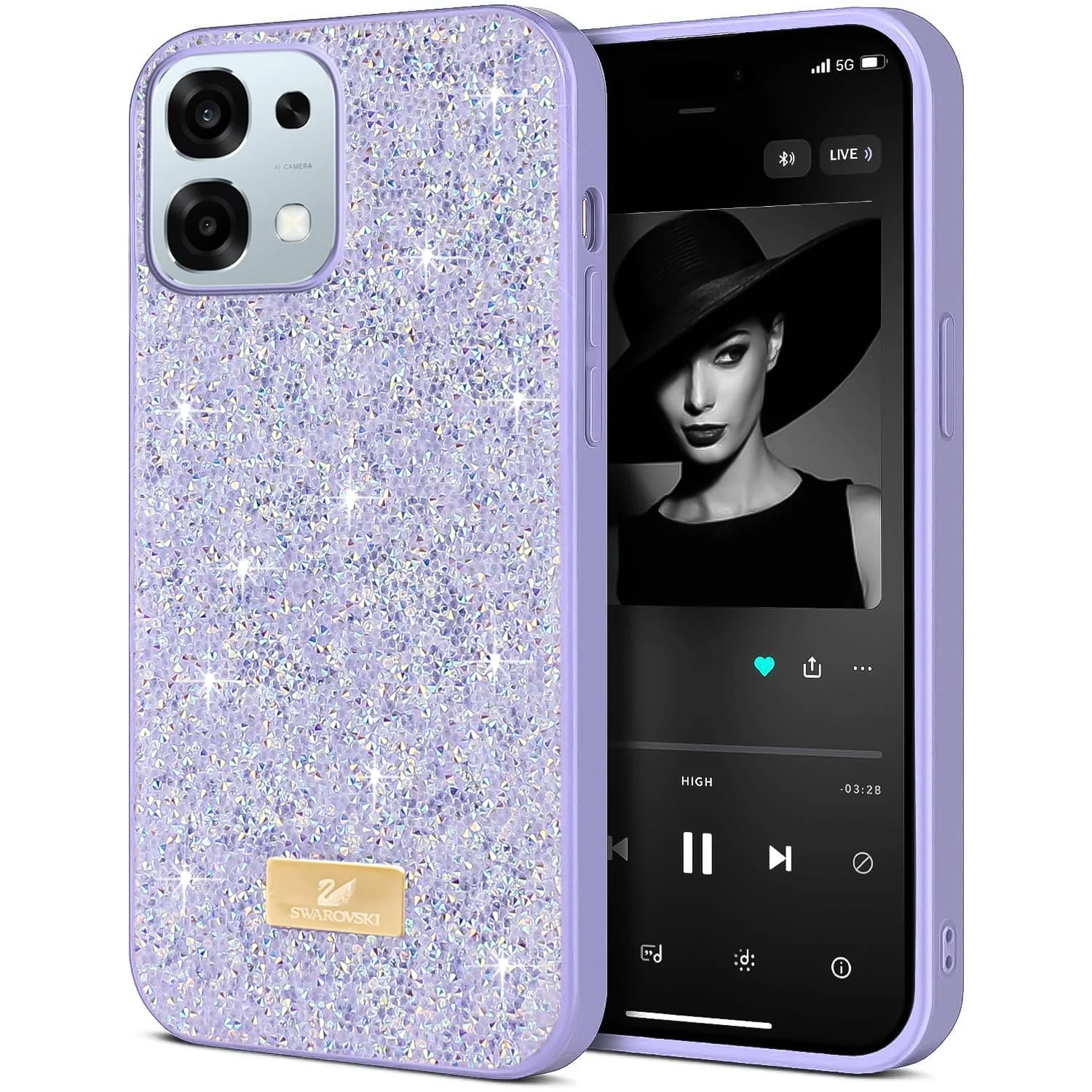 5.5 — DL3 Mobilak Glitter Rhinestone Protective Case for OPPO A6 Pro 4G / 5G with Shockproof Design