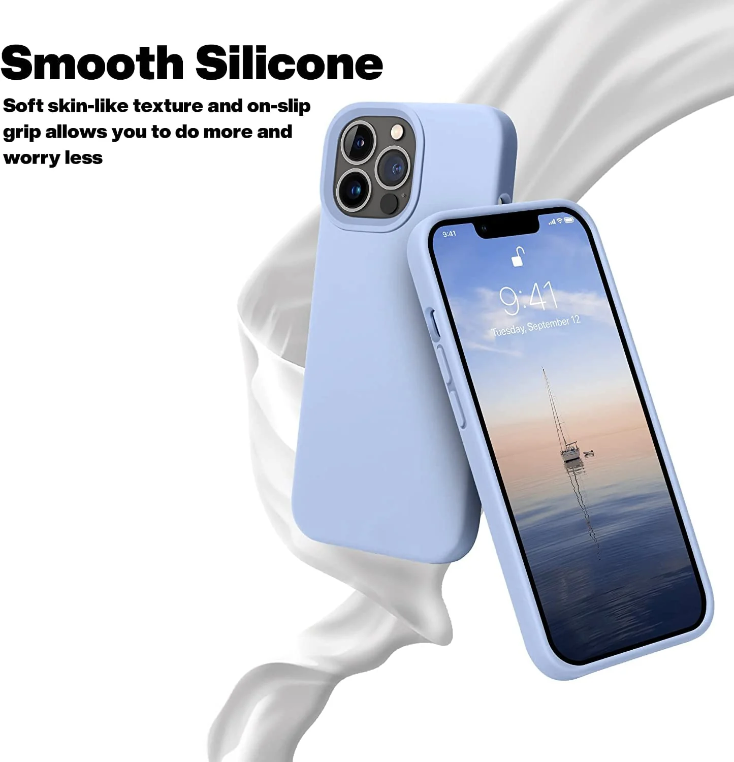 DL3 Mobilak Compatible with iPhone 11 Pro (5.8 Inch) Case, Liquid Silicone Case, Full Body Protective Cover, Shockproof, Slim Phone Case, Anti-Scratch Soft Microfiber Lining - Baby Blue