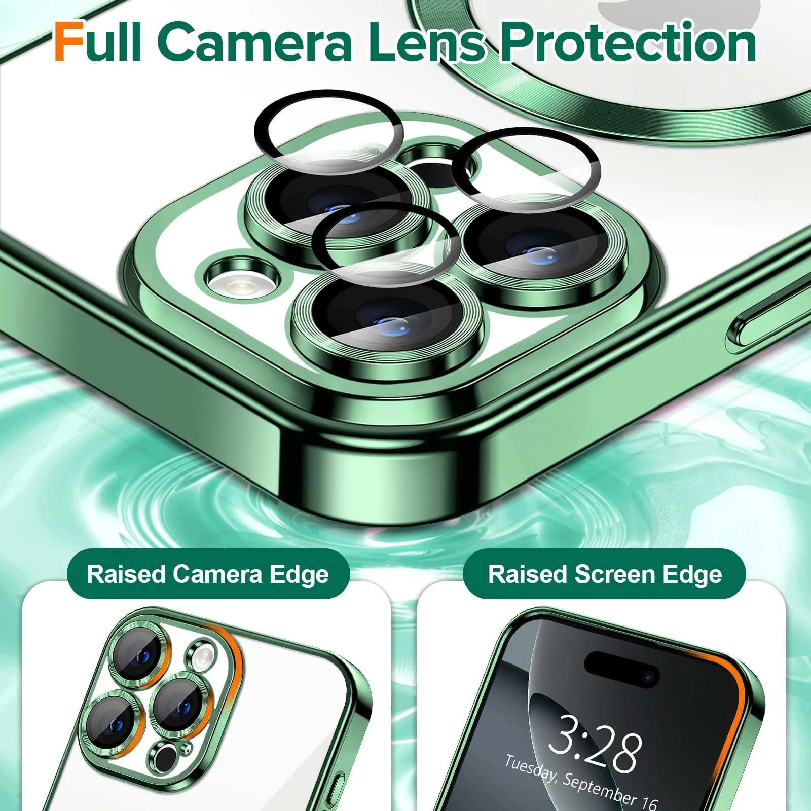 DL3 Mobilak Plated-Edge TPU Protective Case with Camera Protection for iPhone 16 Pro Max - Green