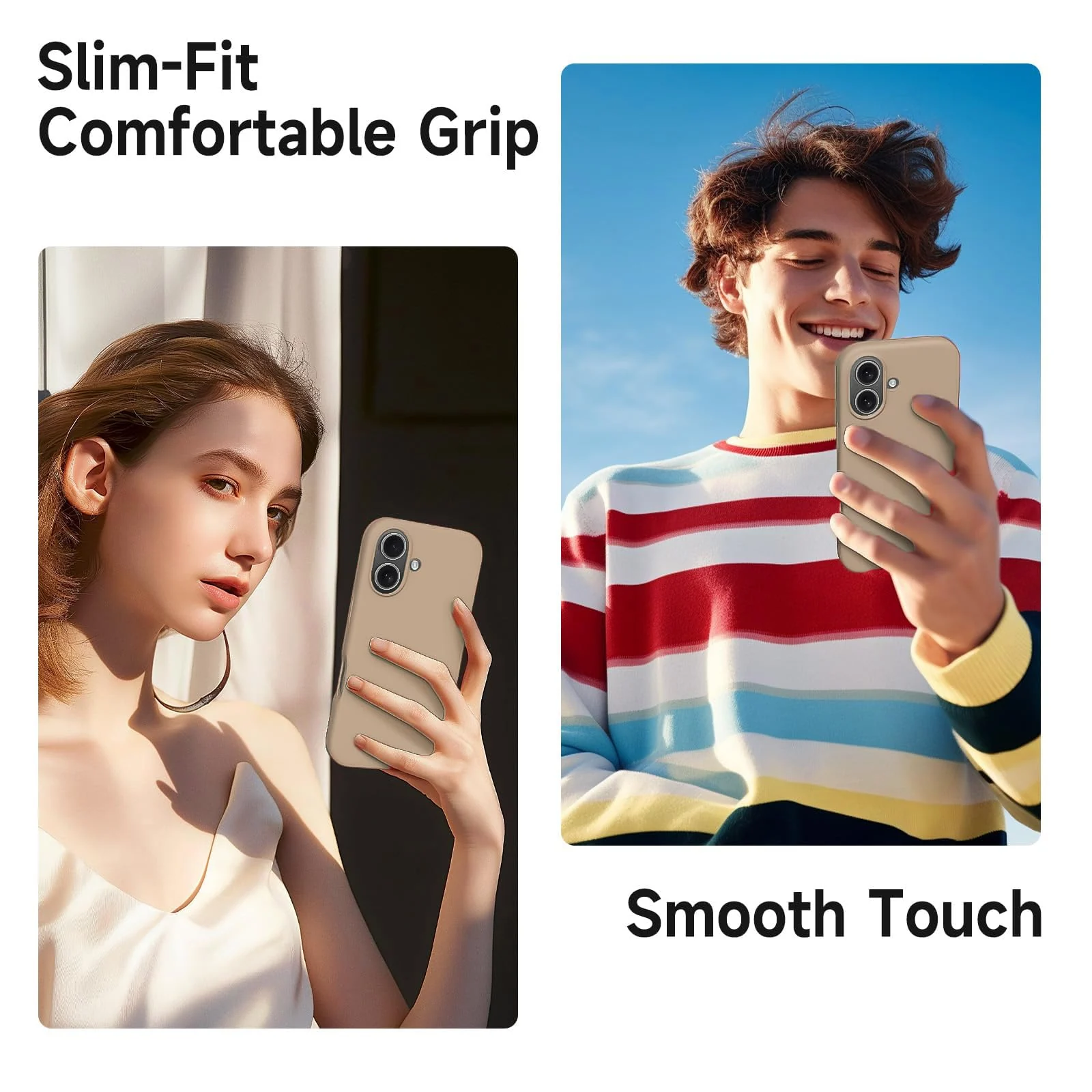 DL3 Mobilak Liquid Silicone Protective Case for iPhone 16 with Microfiber Lining and Shockproof Design - Desert