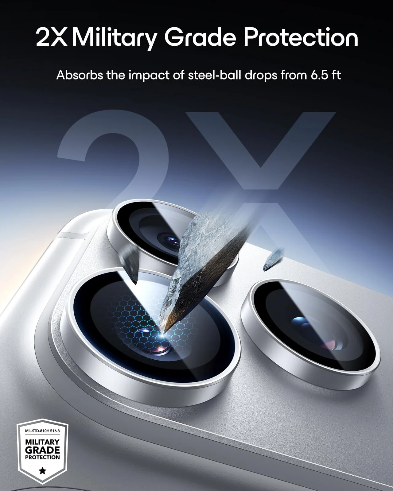 DL3 MOBILAK Individual Ring Camera Lens Protector for Apple iPhone 18 Pro and 18 Pro Max - Silver
