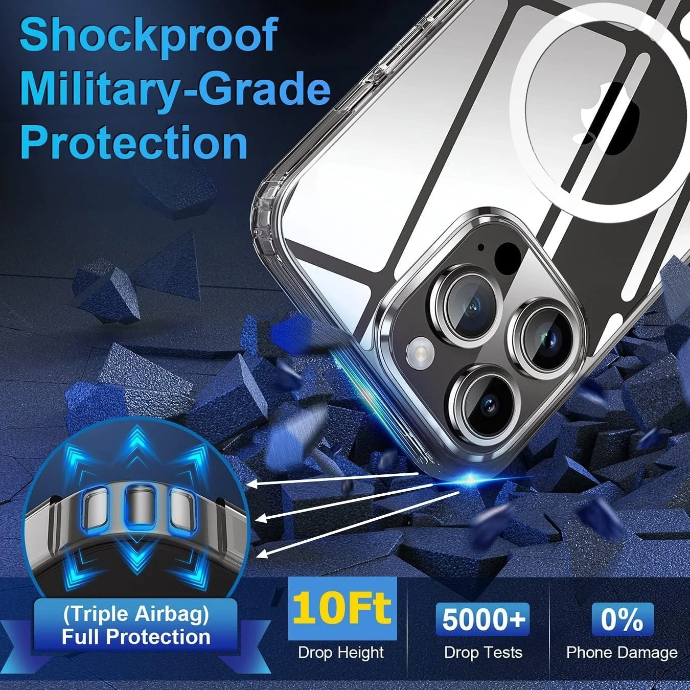 DL3 Mobilak for iPhone 14 Pro Max Case [Compatible with MagSafe] [Strong Magnet] [Non-Yellowing] Magnetic Slim Thin Bumper Phone Cover, Lightweight, and Durable - Clear