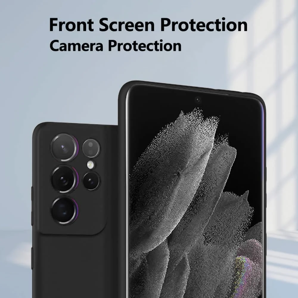 DL3 Mobilak Soft Silicone Protective Case for Samsung Galaxy S21 Ultra 5G with Microfiber Lining and Shockproof Design - Black