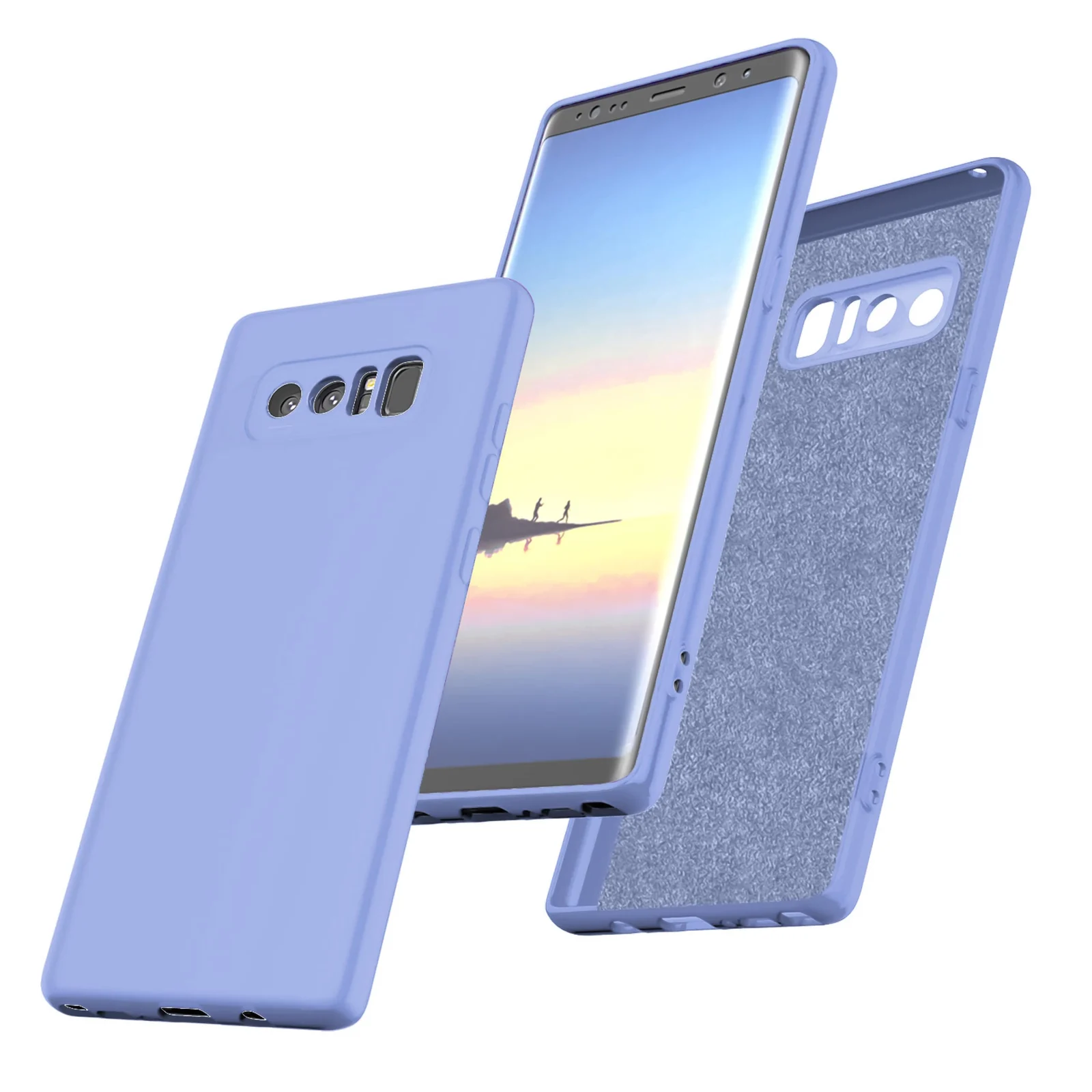 DL3 Mobilak Liquid Silicone Protective Case with Soft Microfiber Lining with Full Camera Protection for Samsung Galaxy Note 8 - Baby Blue