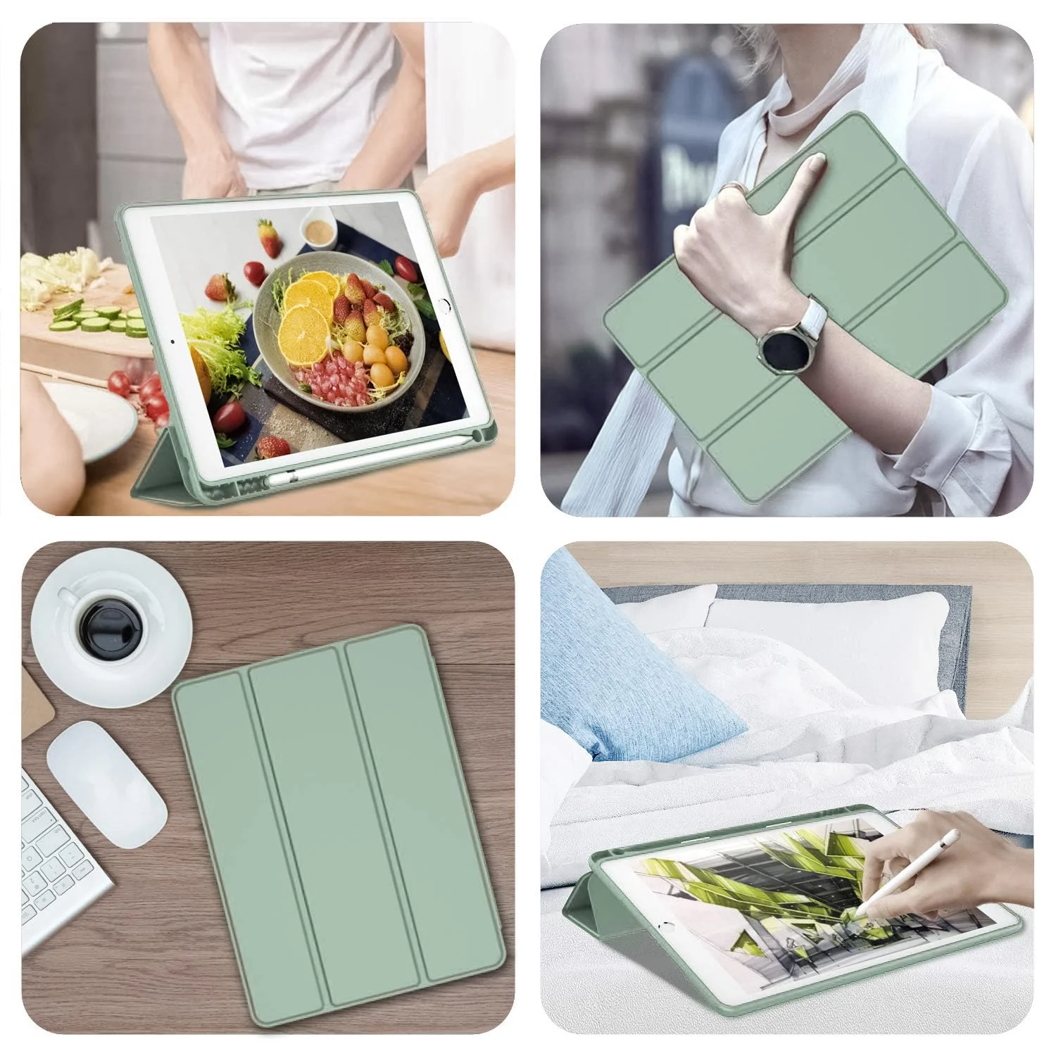 DL3 Mobilak Smart Case for Samsung Galaxy Tab A8 10.5 Inch 2021(-X200/-X205/-X207) with Pencil Holder, Soft TPU Smart Stand Back Cover Auto Wake/Sleep Feature - Mint Green