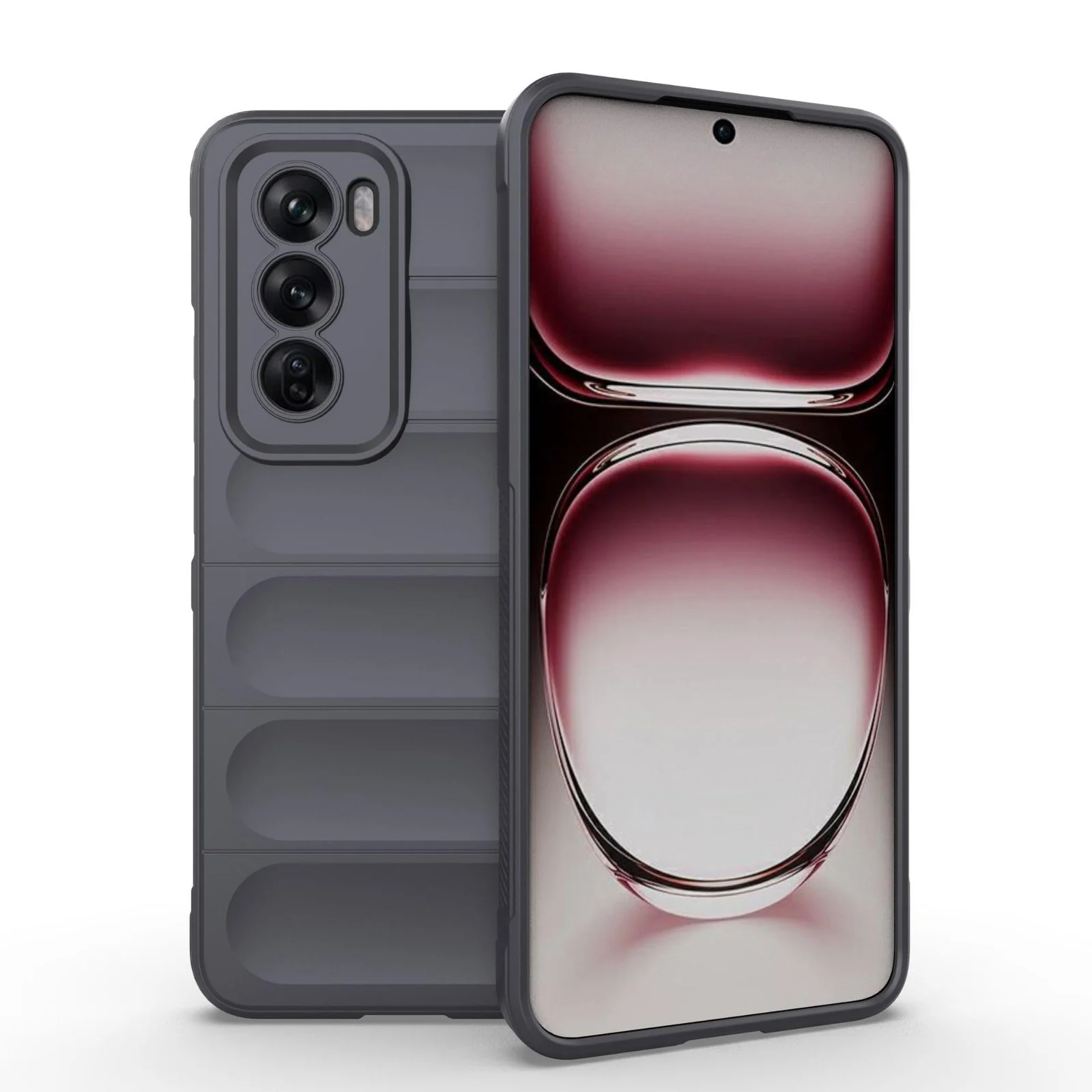 DL3 Mobilak Silicone Case for OPPO Reno 12 Pro 5G Heavy Duty Protective [Slim Fit] Shockproof Soft Flexible Protective Design Shock-Absorption TPU Cover With Camera Protection - Dark Gray