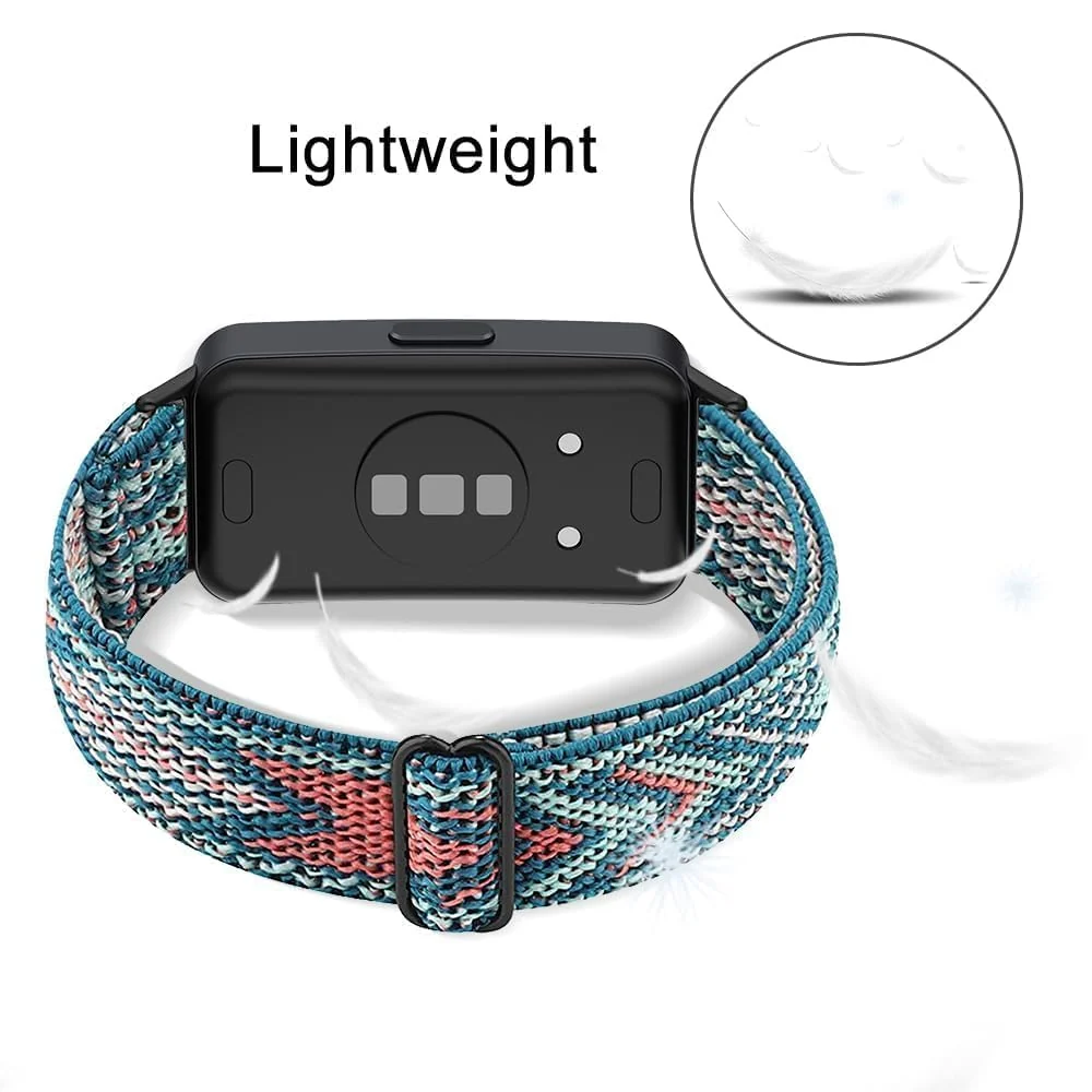 DL3 Mobilak Elastic Straps Compatible with Honor Band 6/Huawei Band 6 Pro/Huawei Band 6 Men Women, Adjustable Stretchy Bracelets Sport Nylon Replacement Bracelet - Black