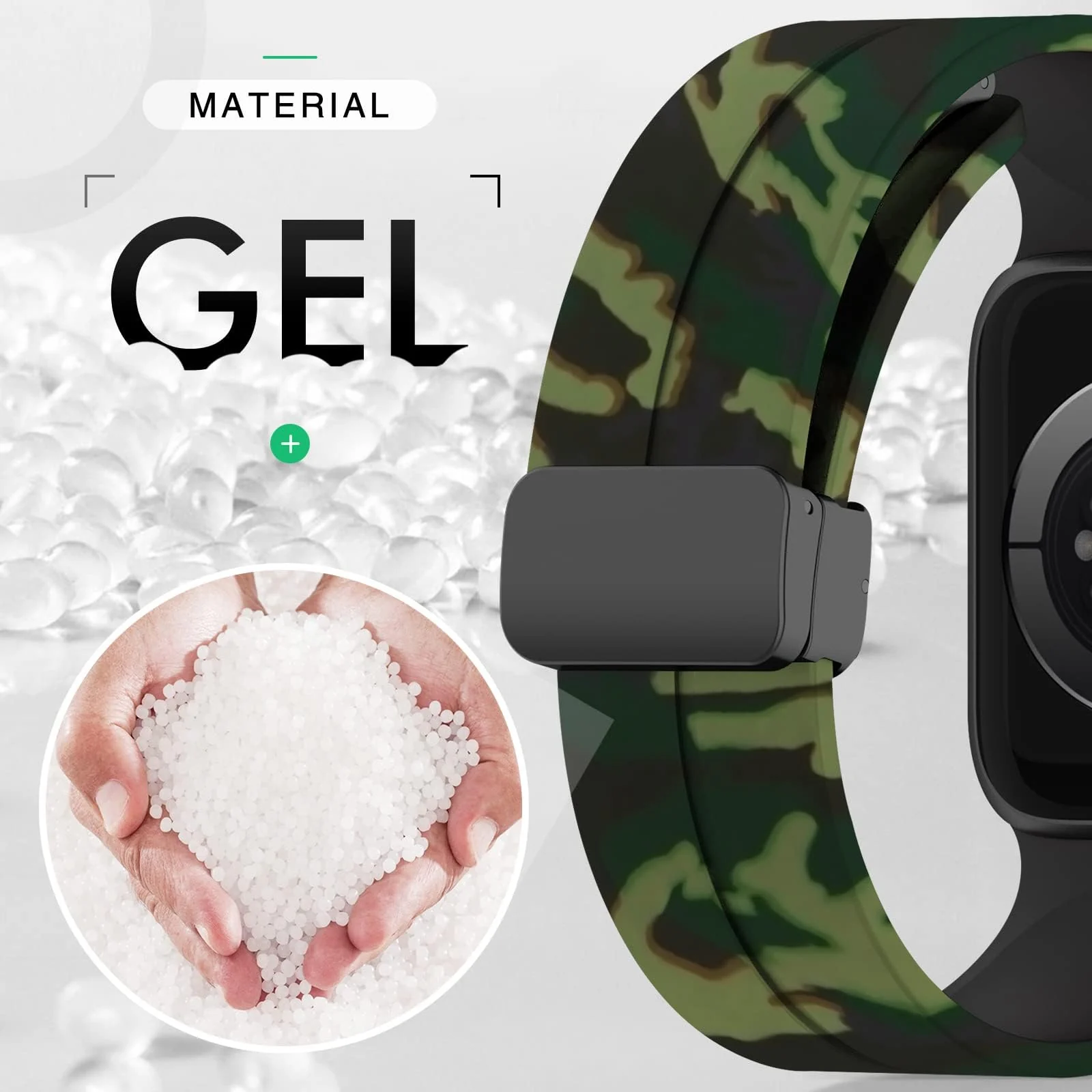 DL3 Mobilak Magnetic for Apple Watch Ultra Band 49mm 45mm 44mm 41mm 40mm 38mm 42mm, Soft Sport Silicone Strap for iwatch Series 9 8/7/6/5/4/3/2/SE/Ultra 2 (Camouflage, 38mm/40mm/41mm) - Camouflage Green