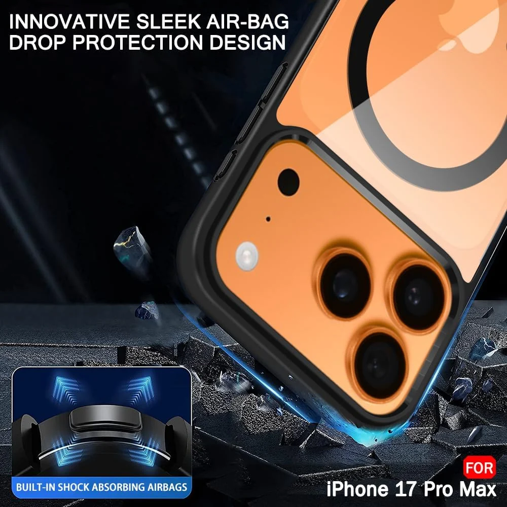 DL3 Mobilak Translucent Matte Case for iPhone 17 Pro Max Compatible with, Compatible with MagSafe accessories, Shock-absorbing protection, Scratch-resistant surface - Black