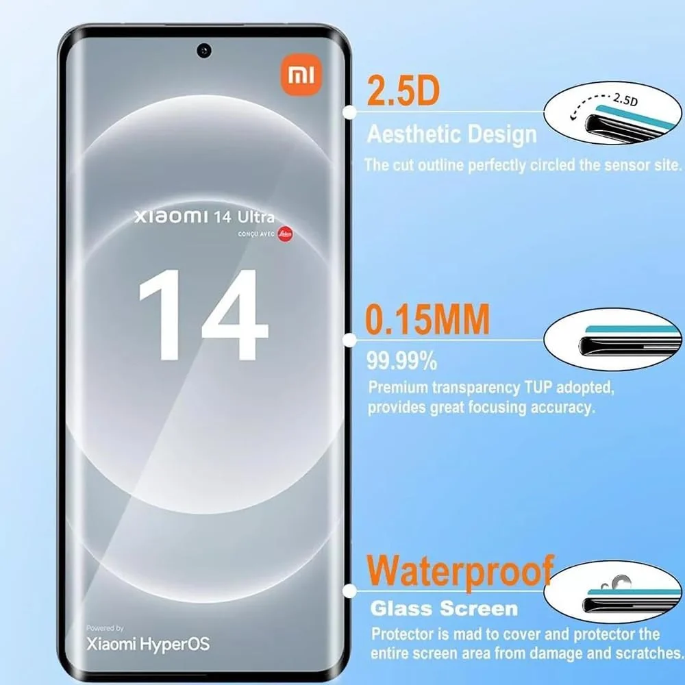 DL3 Mobilak Screen Protector for Xiaomi 14 Ultra/Xiaomi 14 Pro, Tempered Glass Screen Saver Premium HD Protective, Scratch Resistant, NO-Bubble, 9H Hardness, Full Coverage Film - Clear