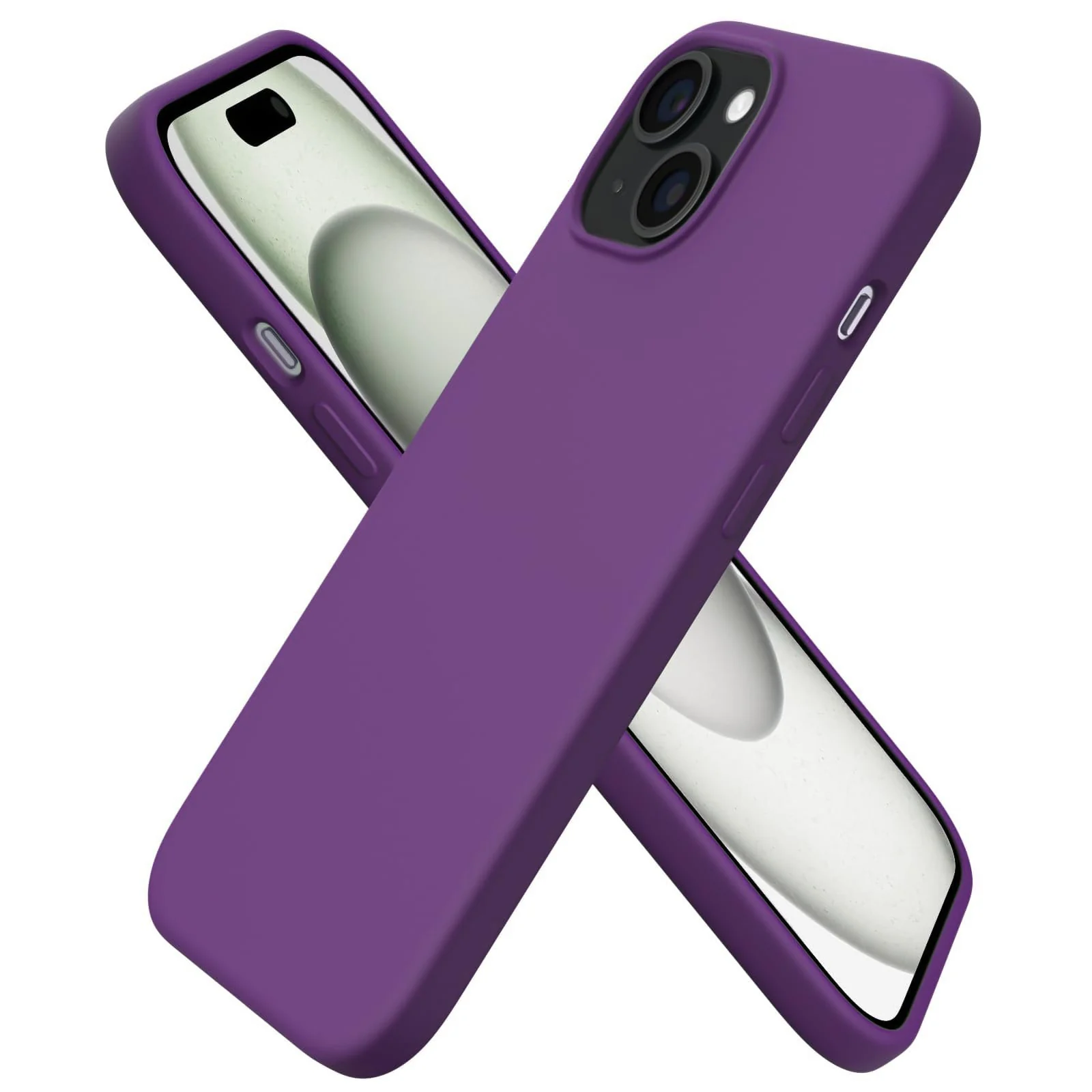 DL3 Mobilak Liquid Silicone Protective Case for iPhone 15 with Camera Protection and Microfiber Lining - Violet