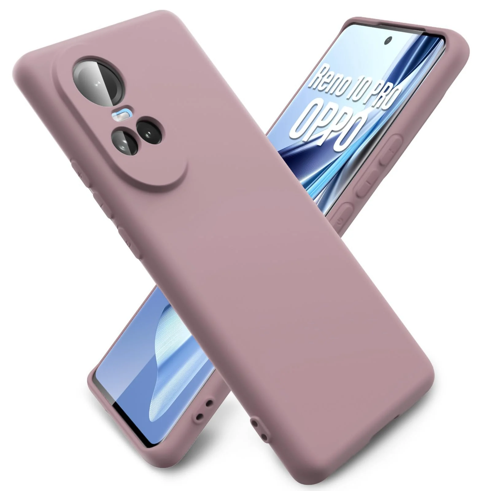 DL3 Mobilak Liquid Silicone Protective Case for OPPO Reno 10 with Microfiber Lining and Shockproof Design - Cashmere